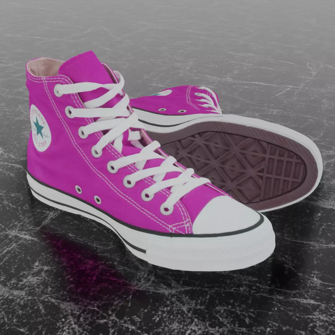 CONVERSE 3D SHOES - PINK Low-poly 3D model_0