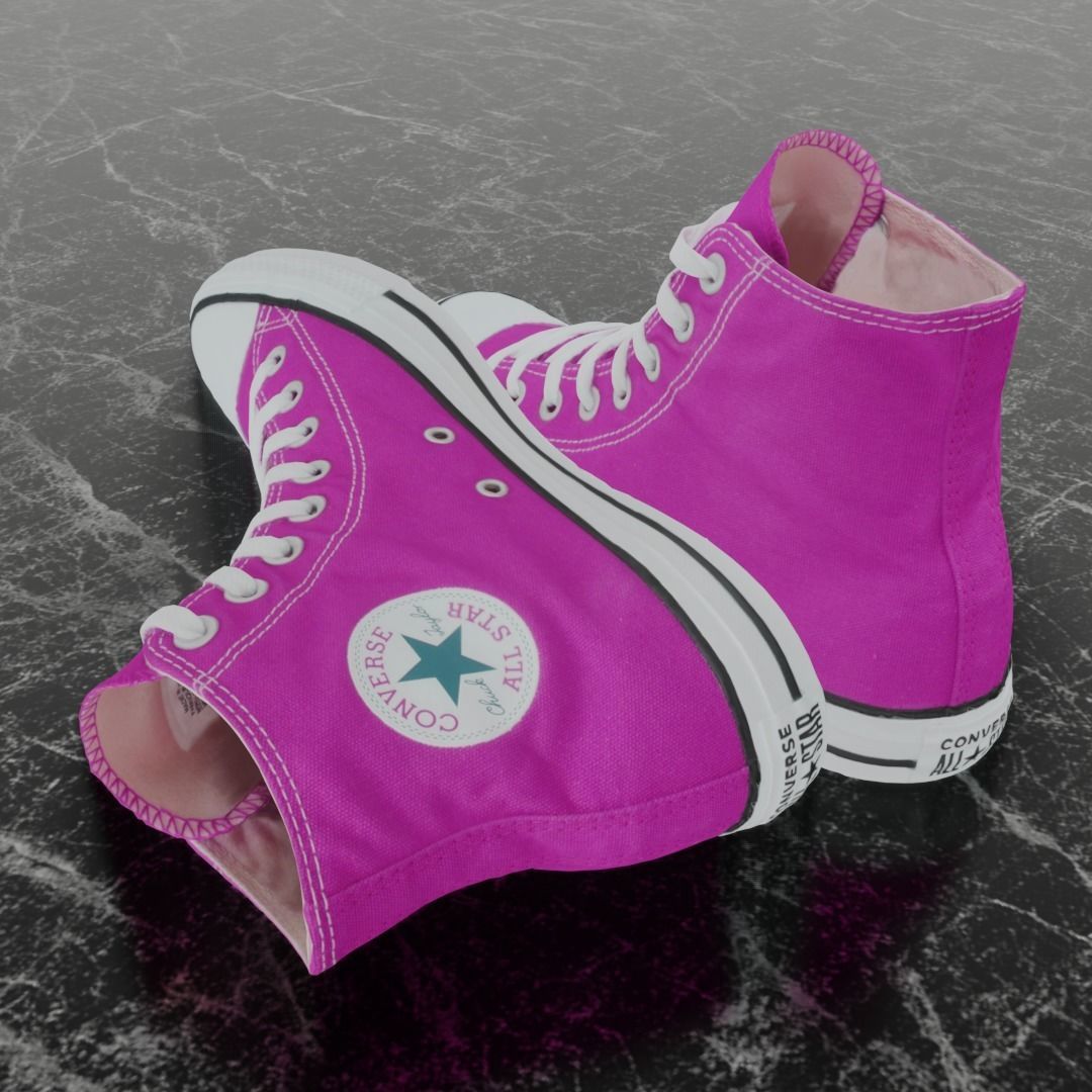 CONVERSE 3D SHOES - PINK Low-poly 3D model_6