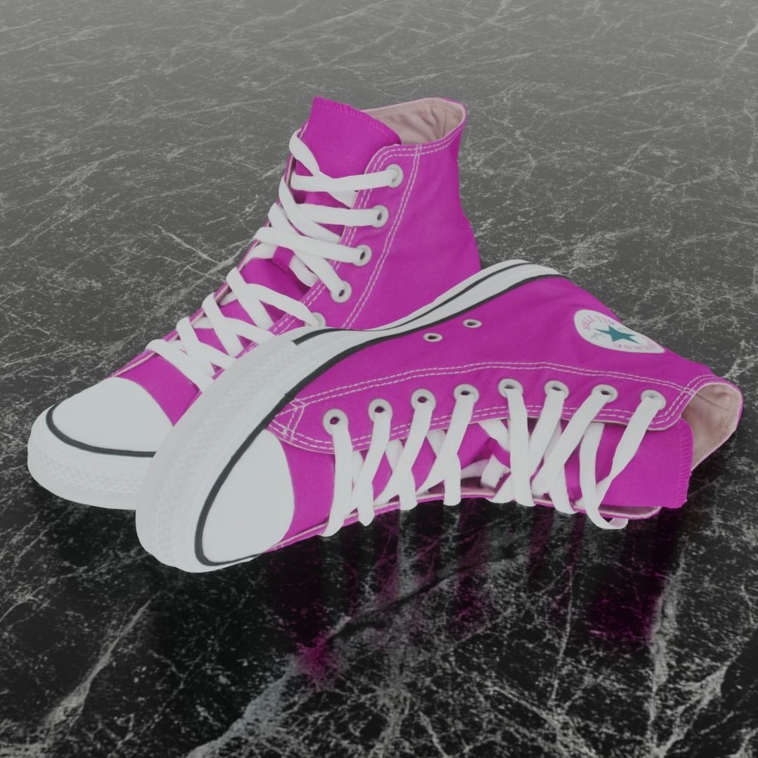 CONVERSE 3D SHOES - PINK Low-poly 3D model_1