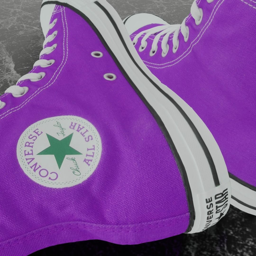 CONVERSE 3D SHOES -PURPLE Low-poly 3D model_8