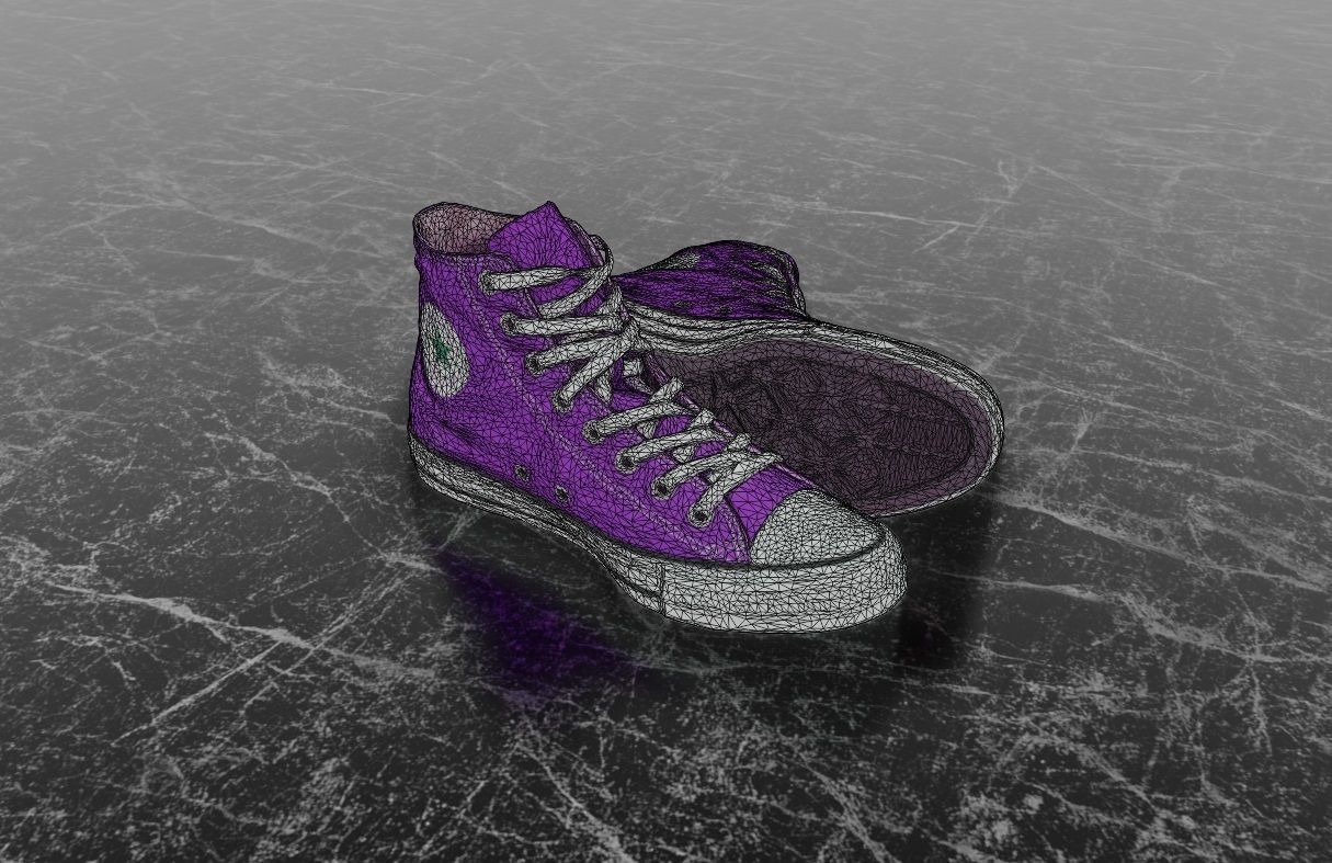 CONVERSE 3D SHOES -PURPLE Low-poly 3D model_12