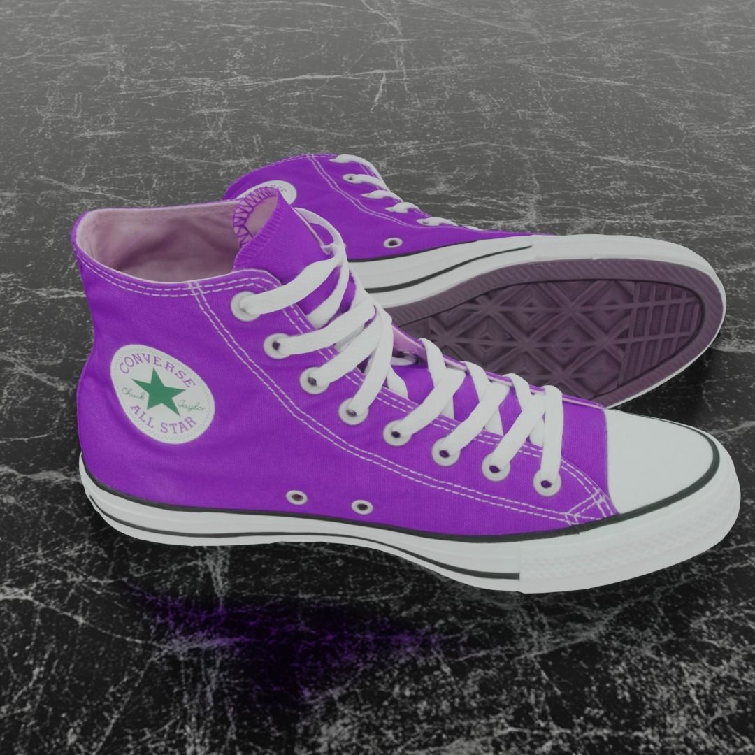 CONVERSE 3D SHOES -PURPLE Low-poly 3D model_4