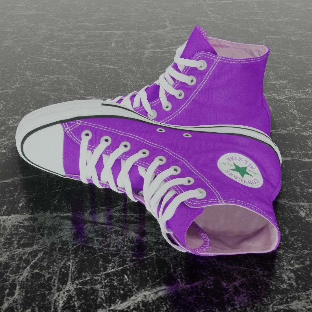 CONVERSE 3D SHOES -PURPLE Low-poly 3D model_7