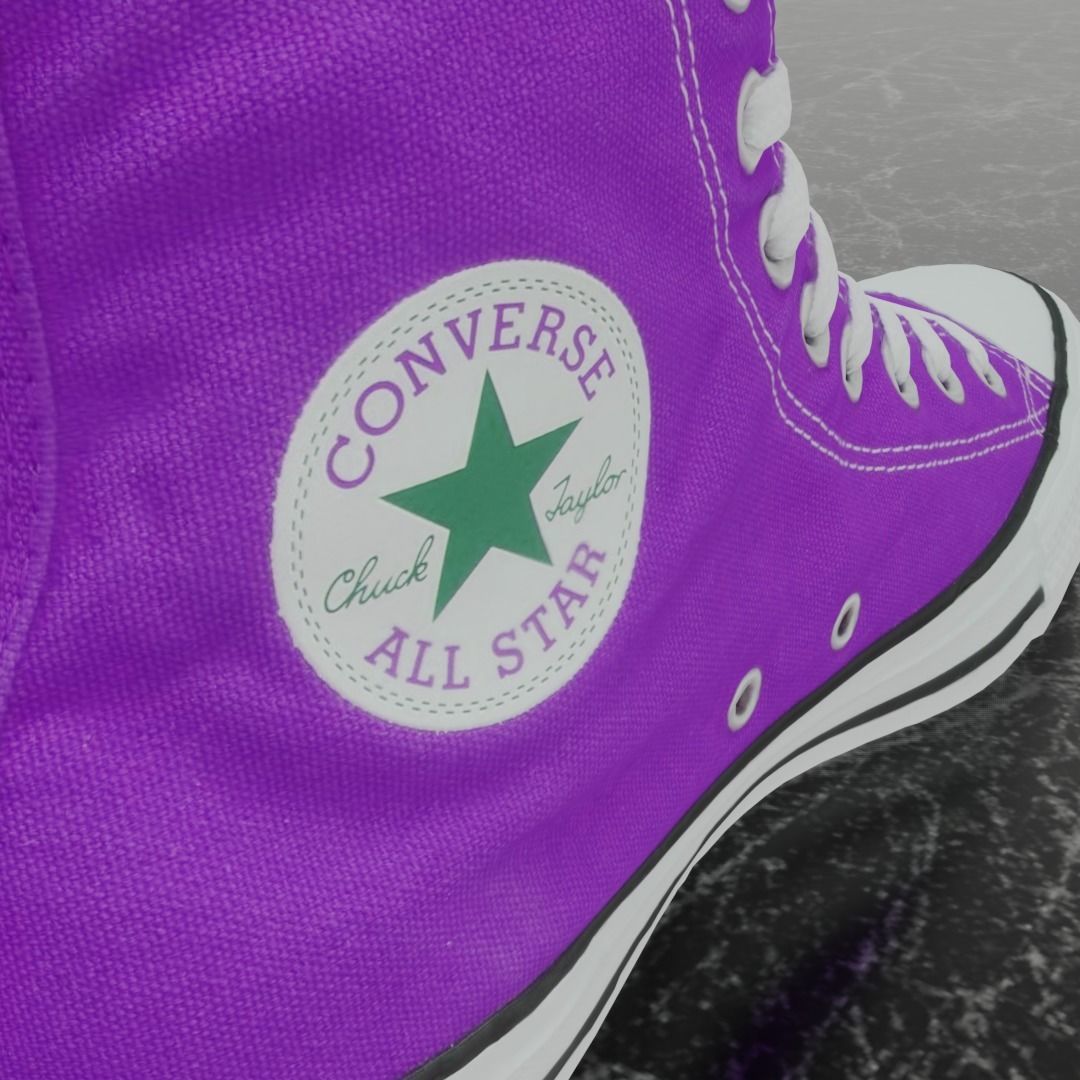 CONVERSE 3D SHOES -PURPLE Low-poly 3D model_10