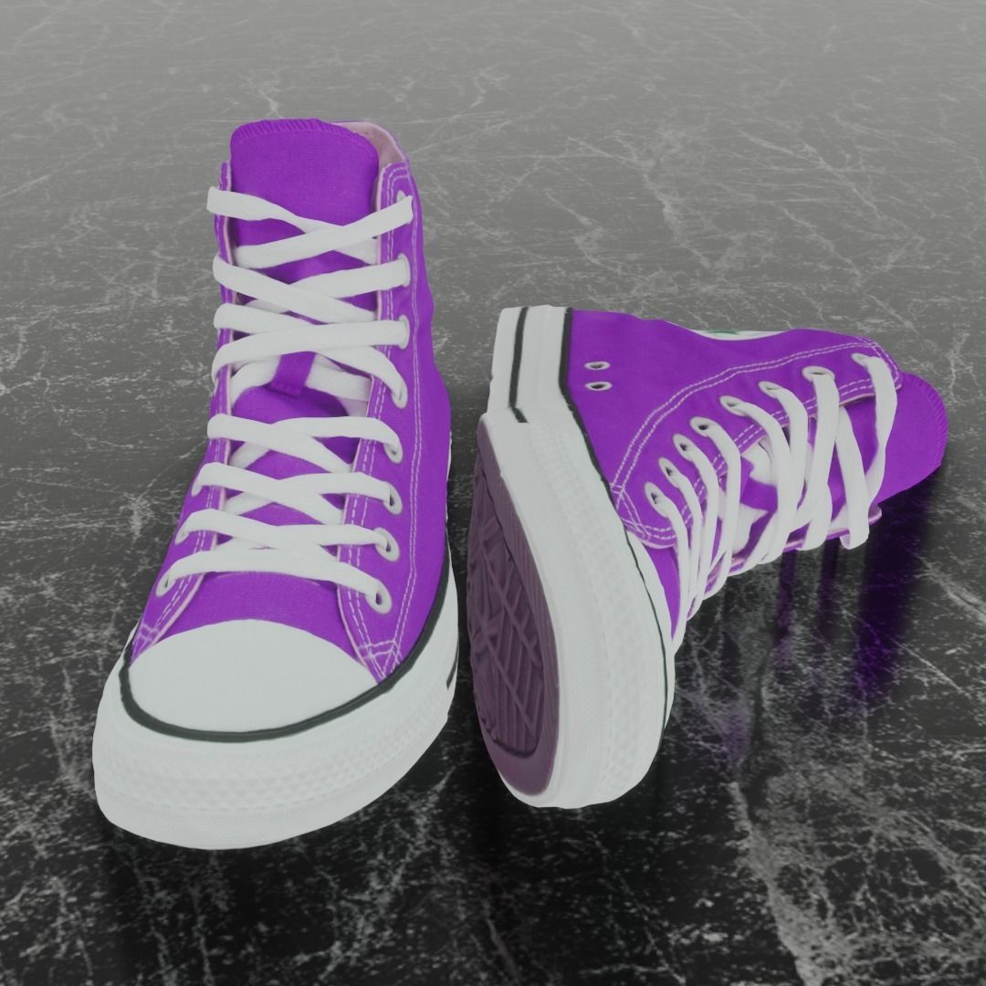 CONVERSE 3D SHOES -PURPLE Low-poly 3D model_2