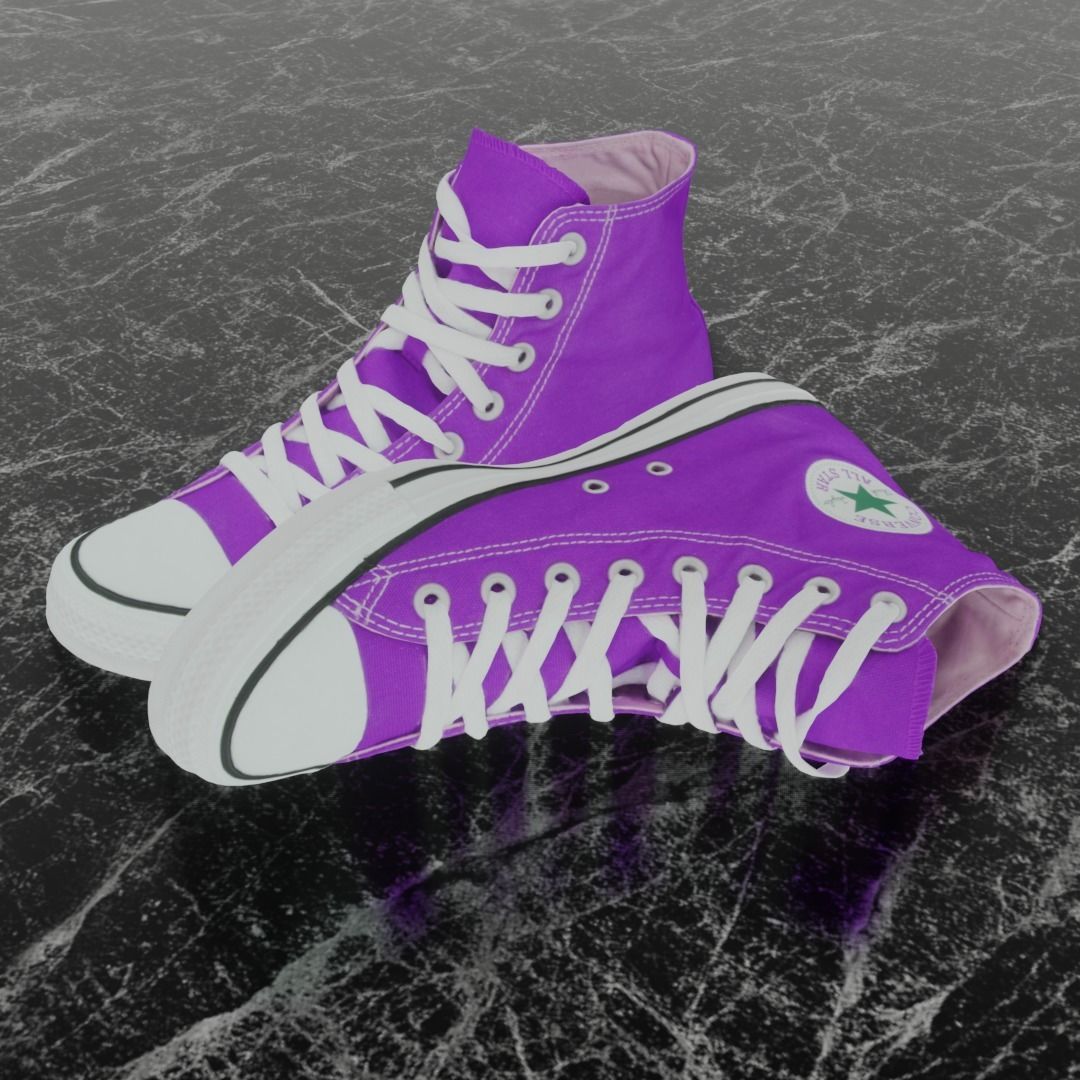 CONVERSE 3D SHOES -PURPLE Low-poly 3D model_1