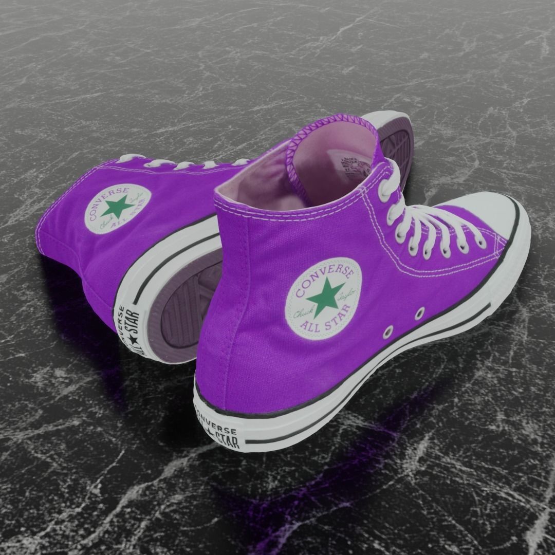 CONVERSE 3D SHOES -PURPLE Low-poly 3D model_5