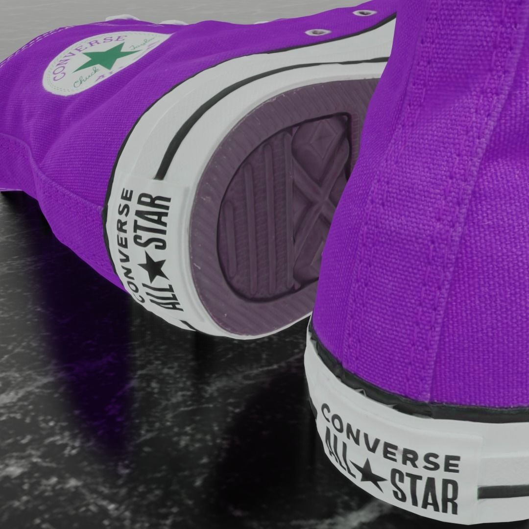 CONVERSE 3D SHOES -PURPLE Low-poly 3D model_9