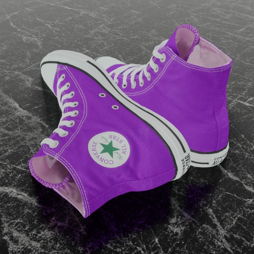 CONVERSE 3D SHOES -PURPLE Low-poly 3D model_6