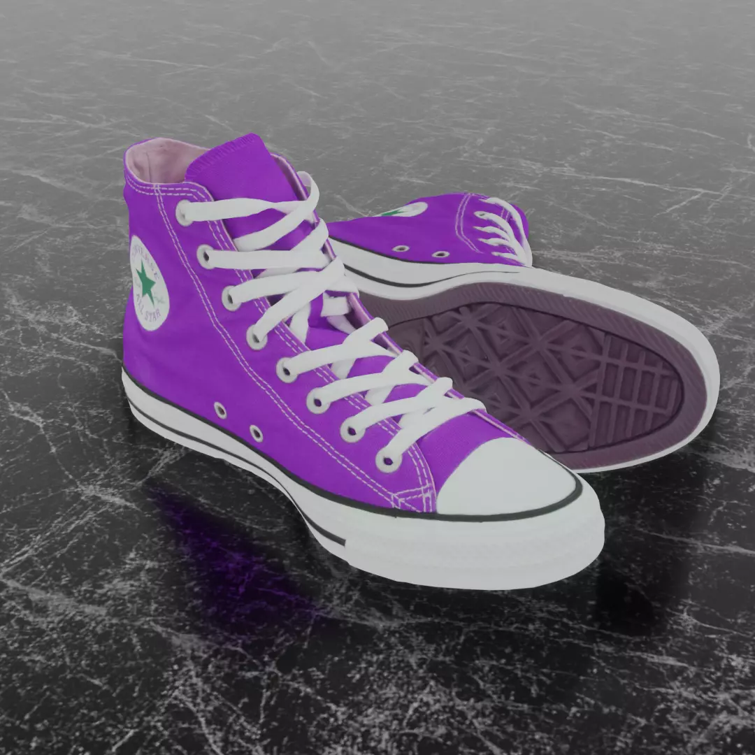 CONVERSE 3D SHOES -PURPLE Low-poly 3D model_0