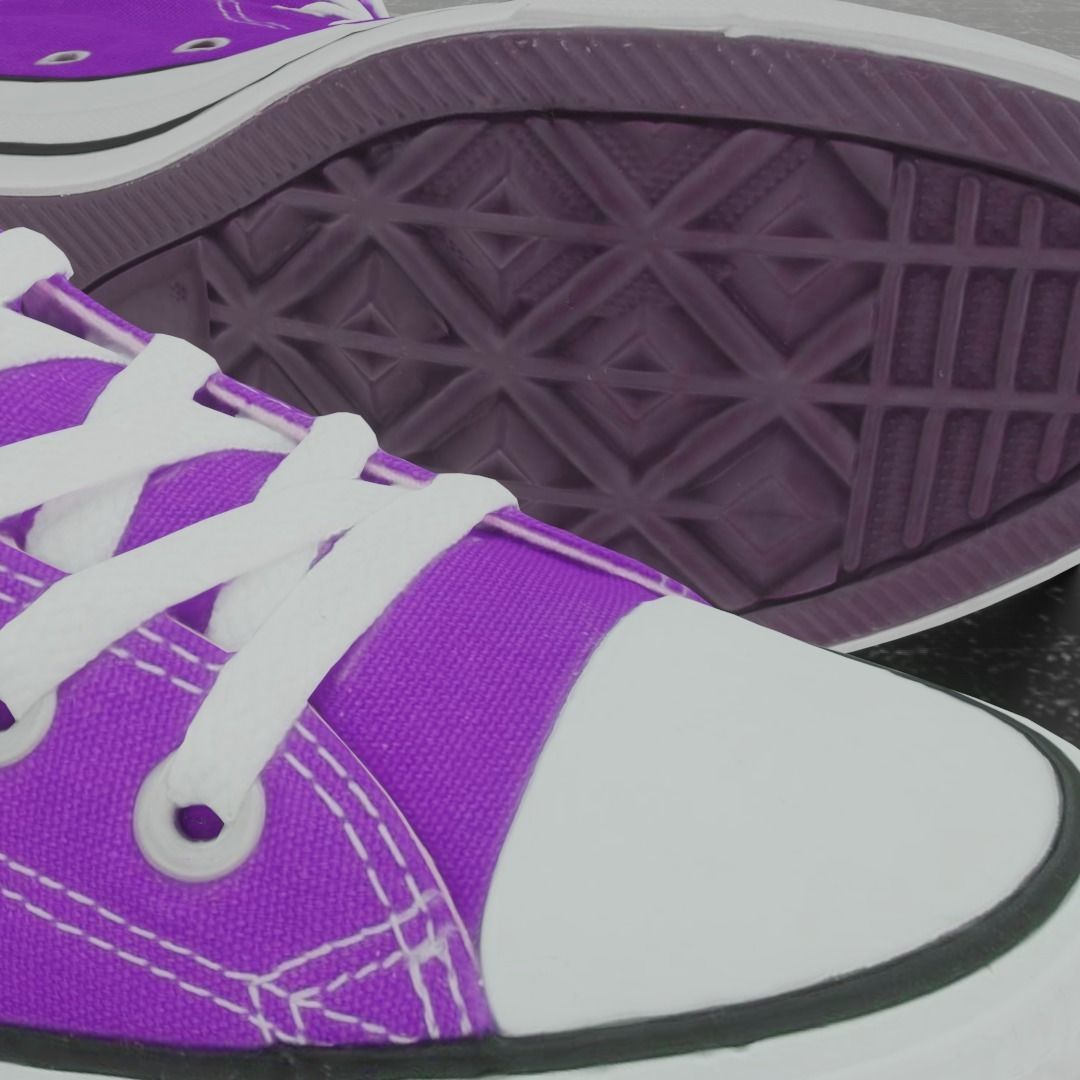 CONVERSE 3D SHOES -PURPLE Low-poly 3D model_11