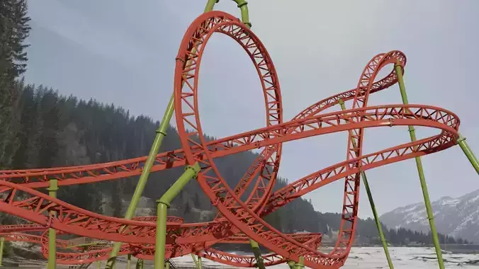 Rollercoaster Low-poly 3D model