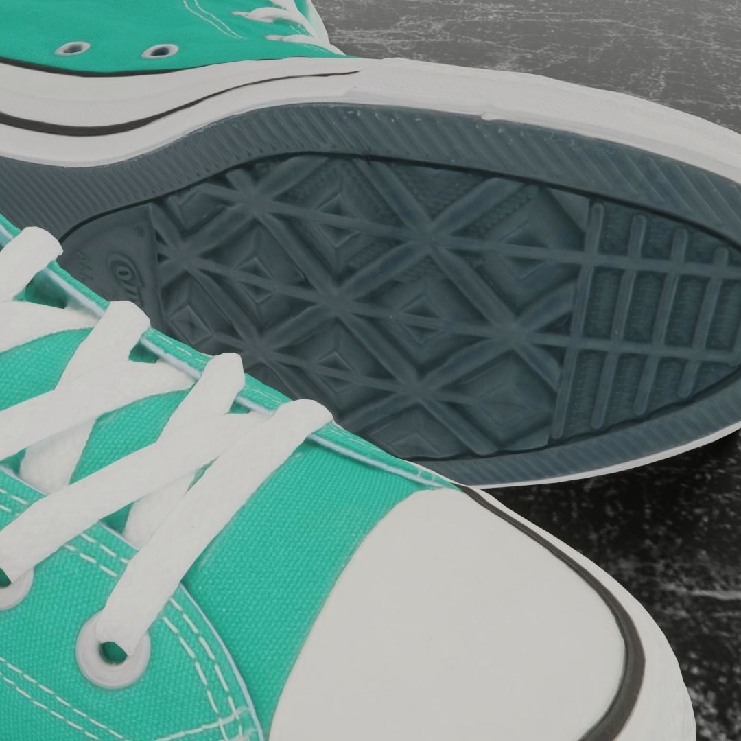 CONVERSE 3D SHOES - WATER GREEN Low-poly 3D model_11