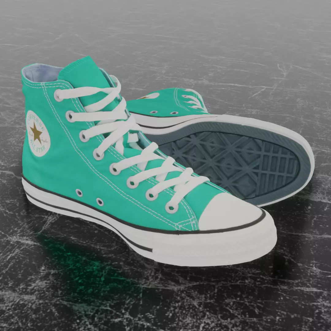 CONVERSE 3D SHOES - WATER GREEN Low-poly 3D model_0