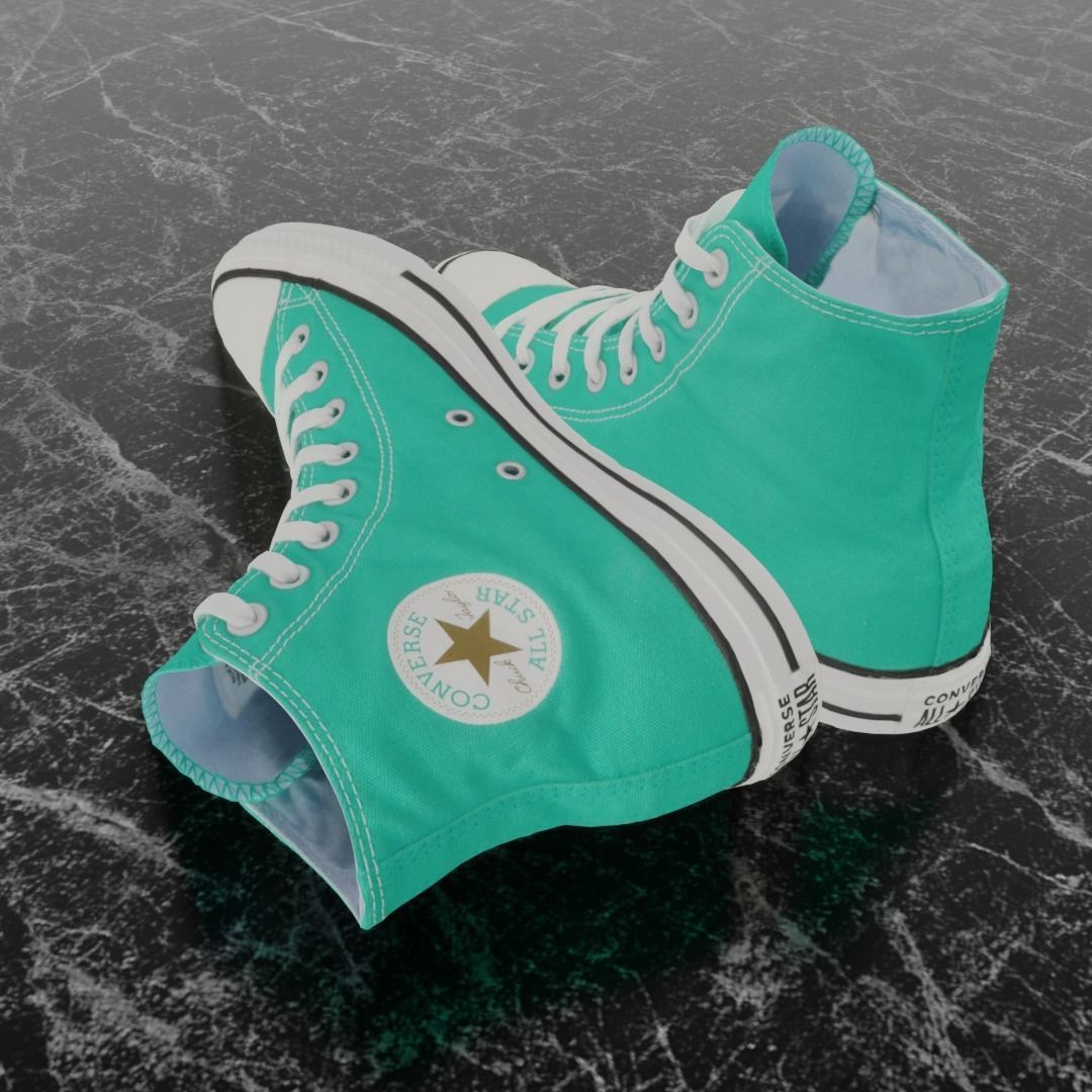 CONVERSE 3D SHOES - WATER GREEN Low-poly 3D model_4