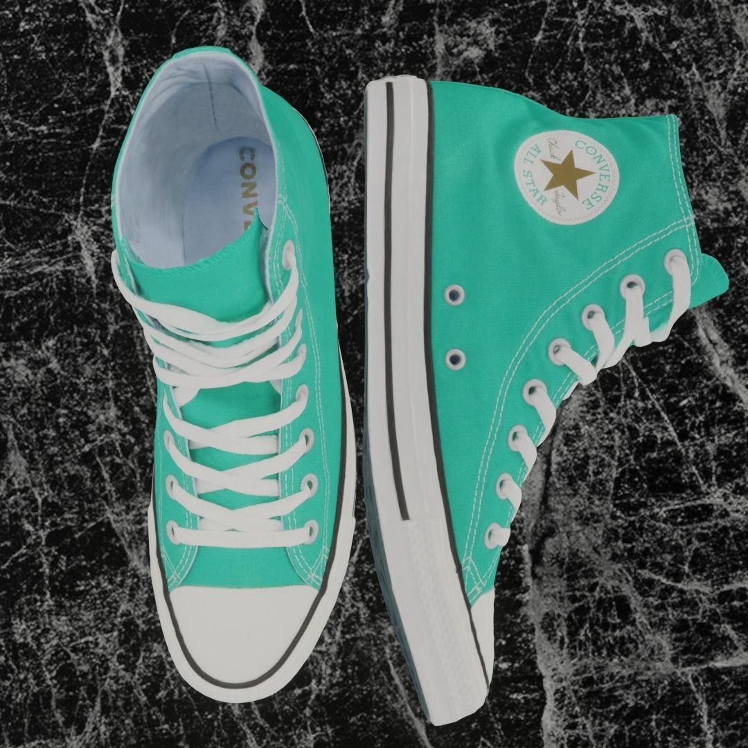 CONVERSE 3D SHOES - WATER GREEN Low-poly 3D model_3