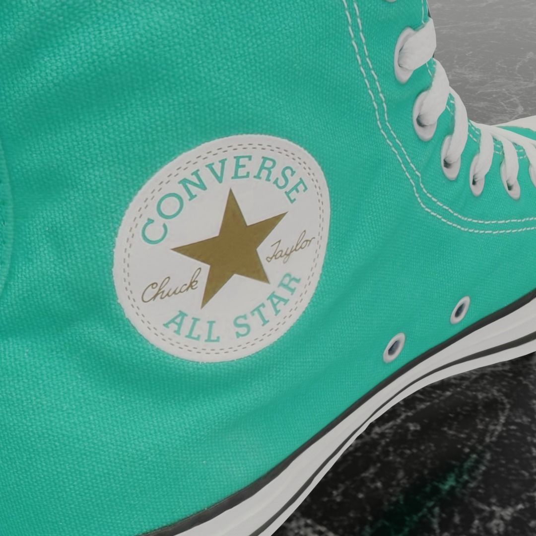 CONVERSE 3D SHOES - WATER GREEN Low-poly 3D model_12