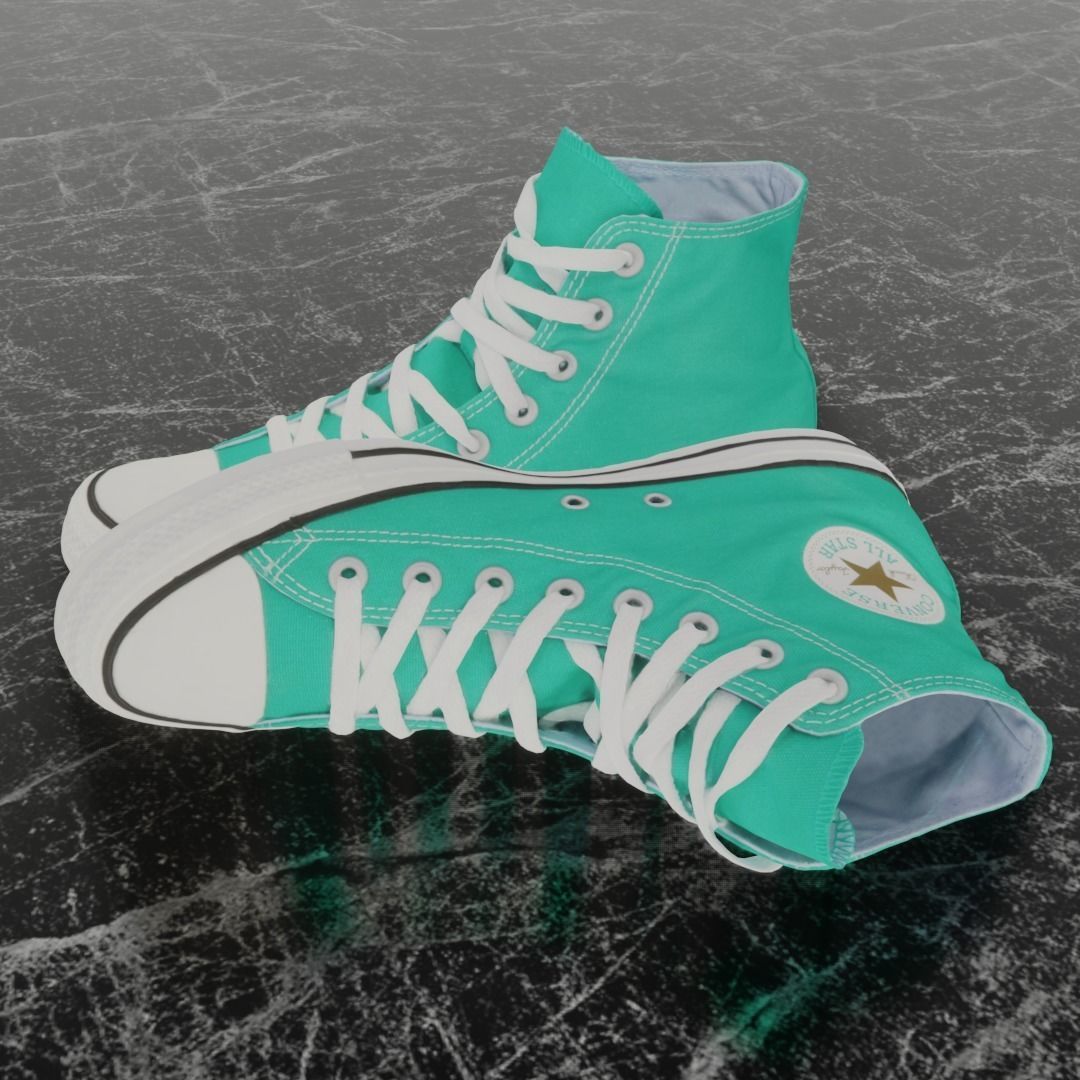 CONVERSE 3D SHOES - WATER GREEN Low-poly 3D model_1