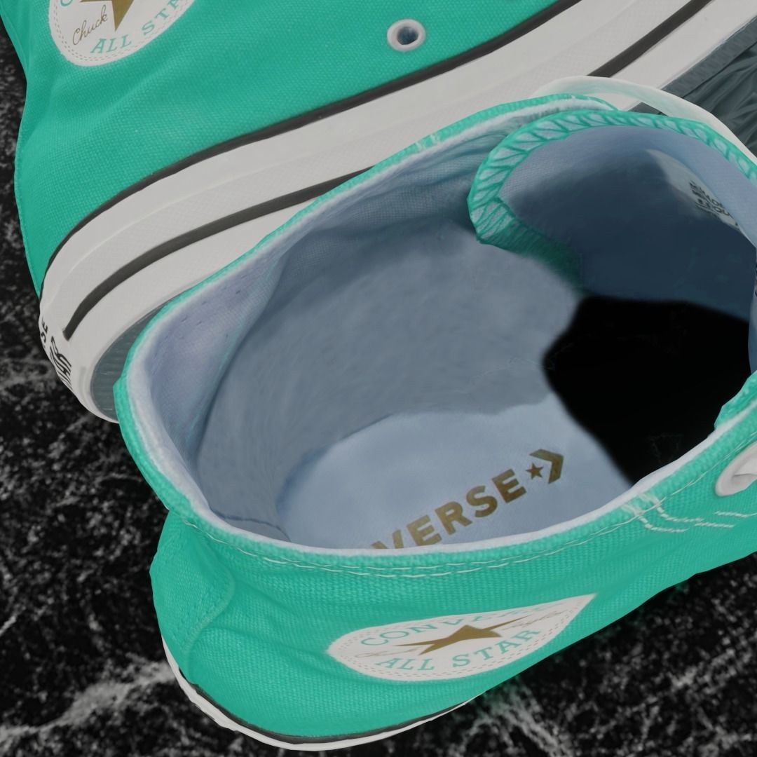 CONVERSE 3D SHOES - WATER GREEN Low-poly 3D model_9