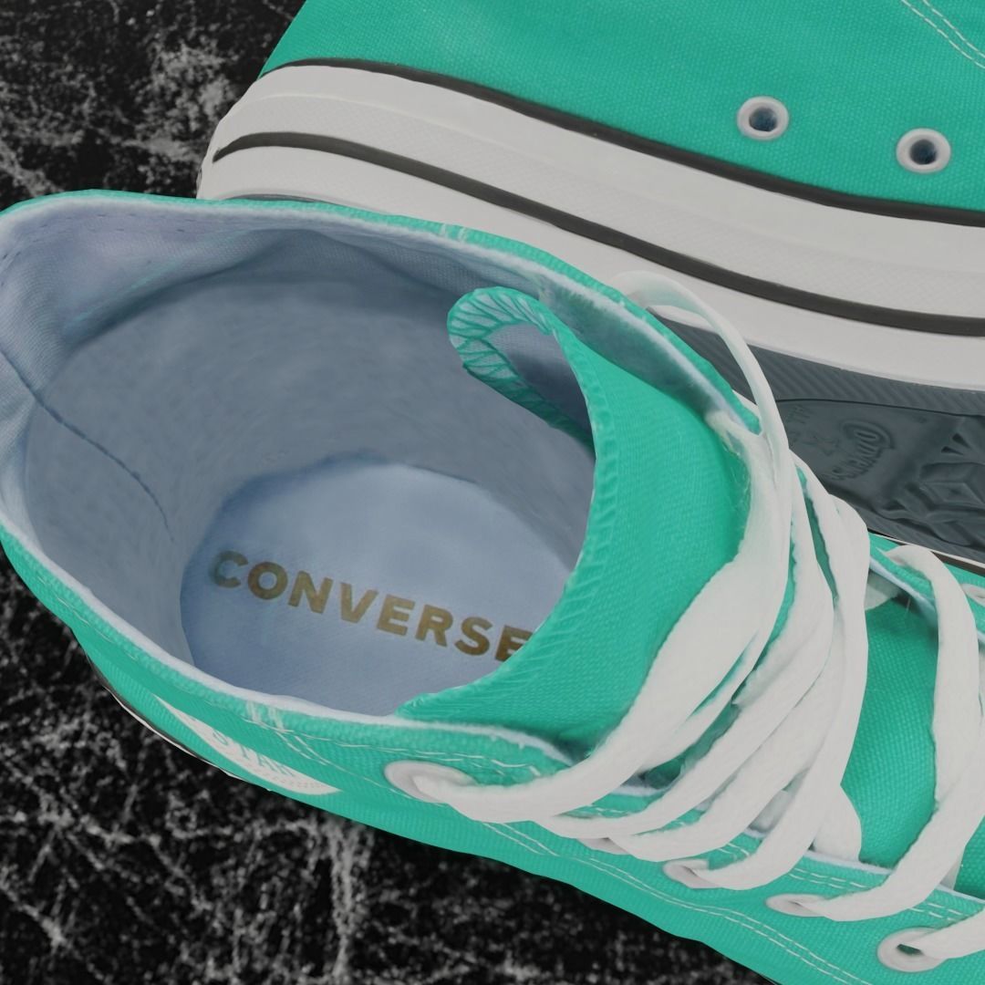 CONVERSE 3D SHOES - WATER GREEN Low-poly 3D model_10