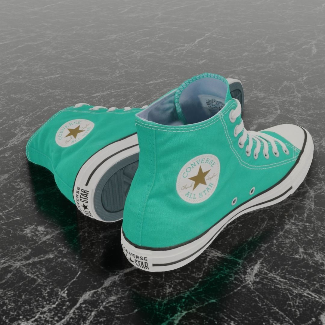 CONVERSE 3D SHOES - WATER GREEN Low-poly 3D model_5