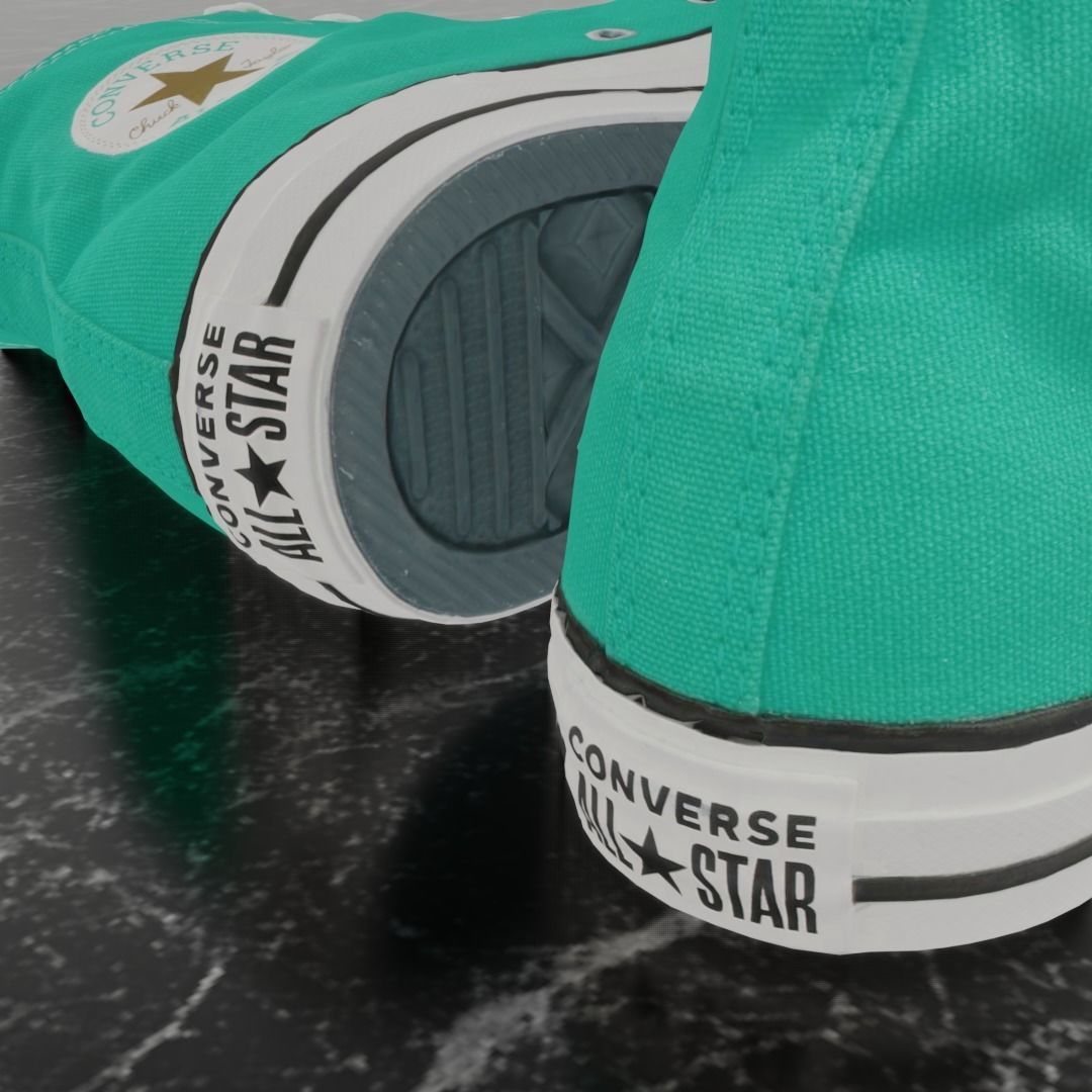 CONVERSE 3D SHOES - WATER GREEN Low-poly 3D model_8