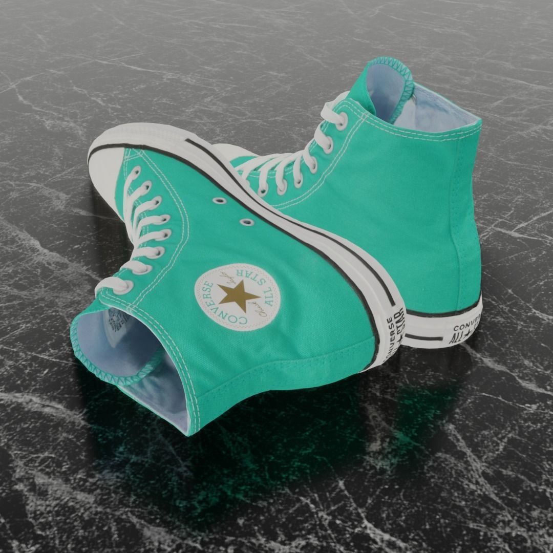 CONVERSE 3D SHOES - WATER GREEN Low-poly 3D model_6