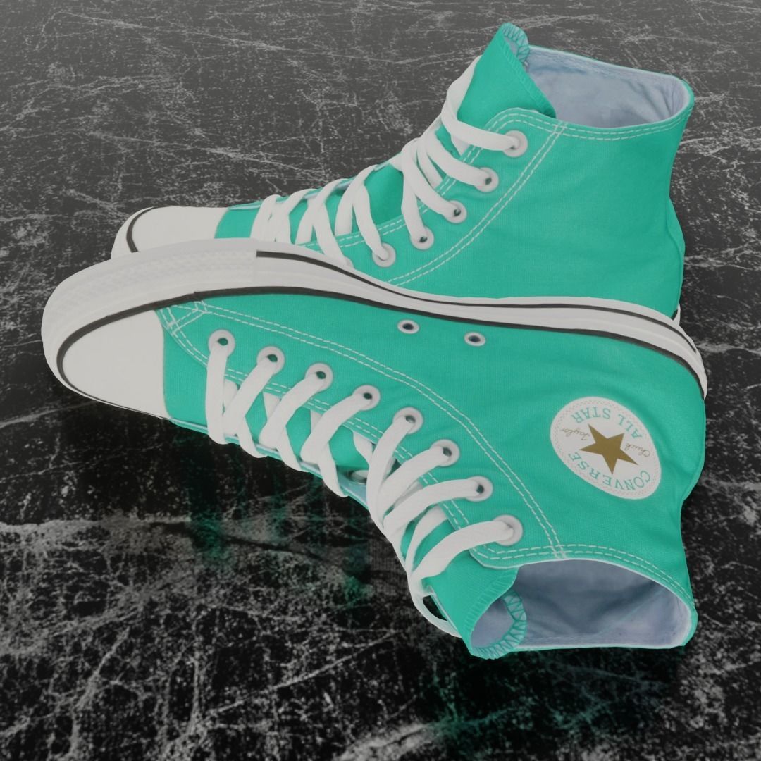 CONVERSE 3D SHOES - WATER GREEN Low-poly 3D model_7