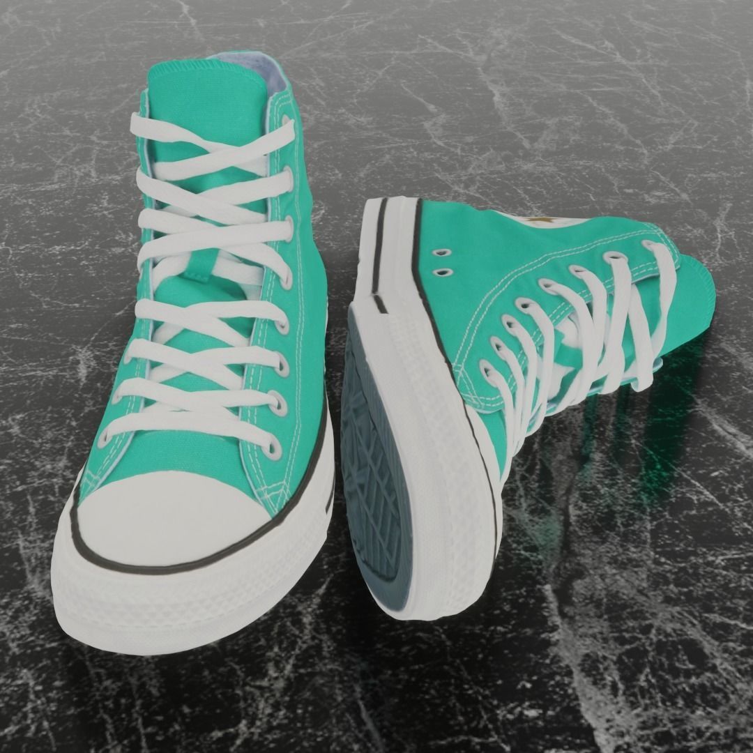 CONVERSE 3D SHOES - WATER GREEN Low-poly 3D model_2