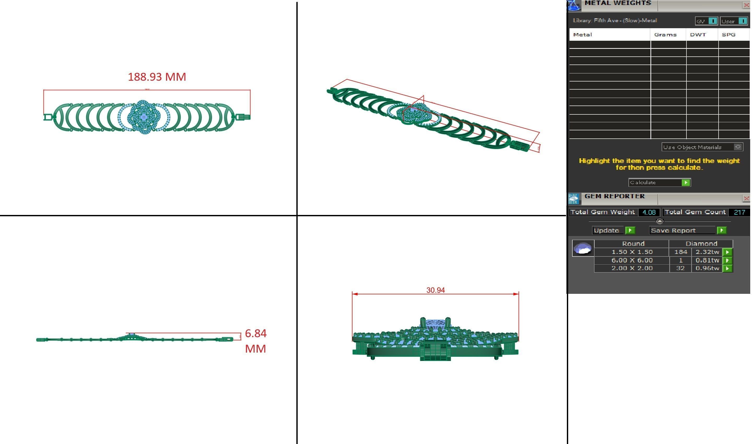 Diamond Bracelet 3D print model   3D print model_10