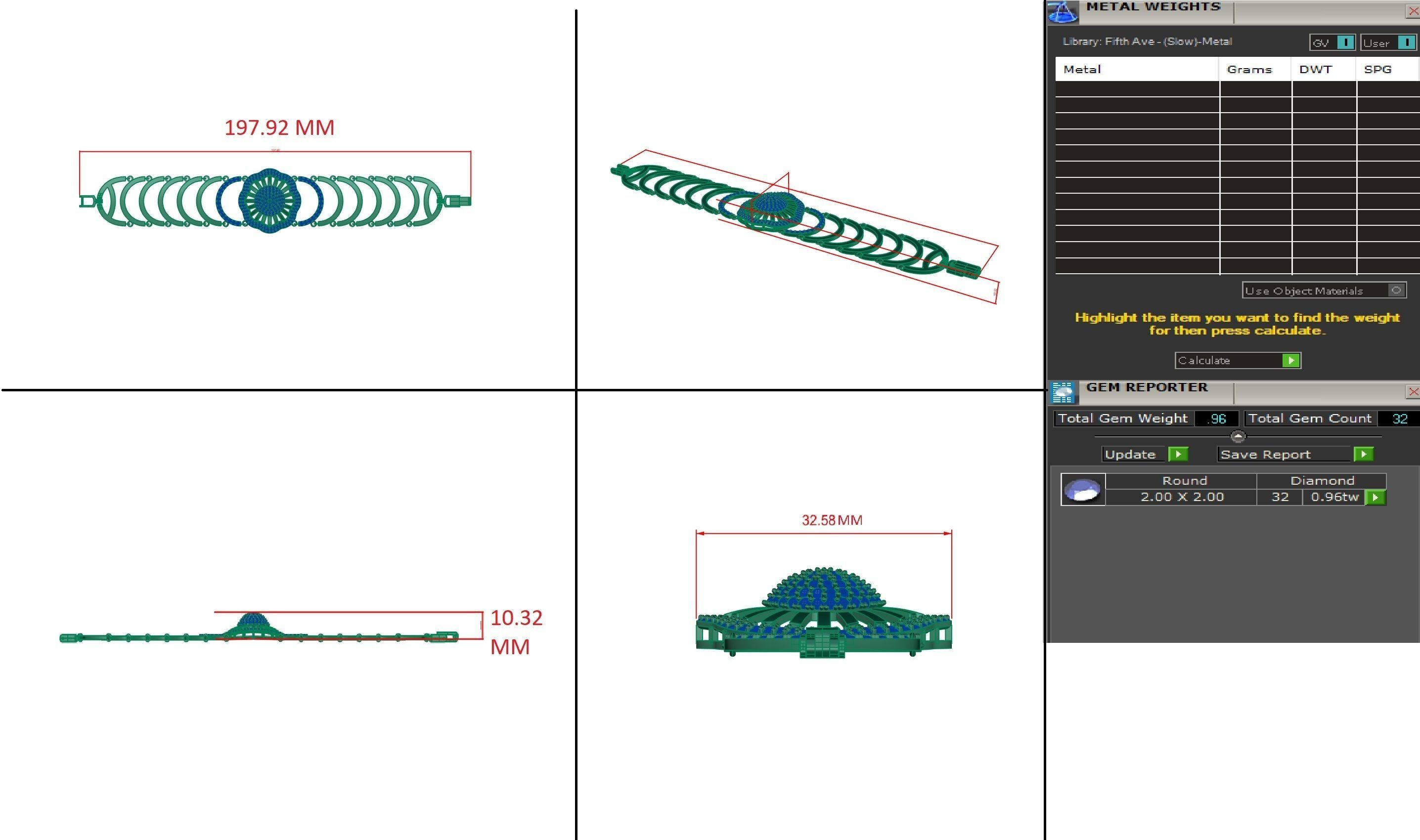 Diamond Bracelet 3D print model  3D print model_10