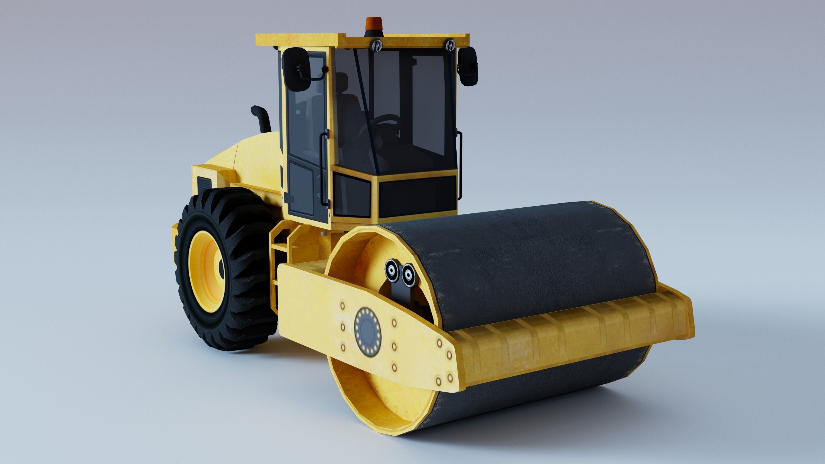 Road roller   low poly Low-poly 3D model_1
