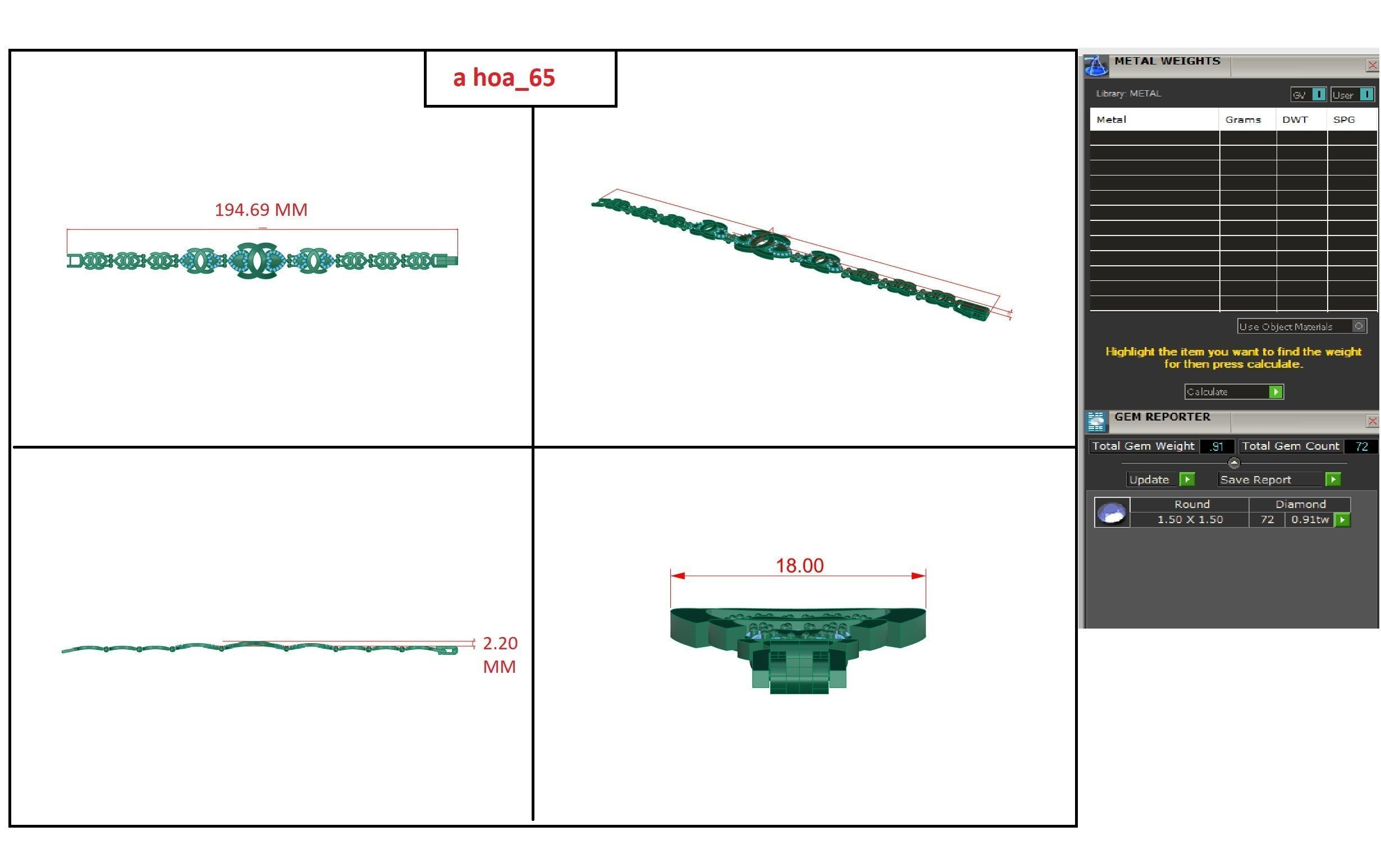 Diamond Bracelet 3D print model  3D print model_10