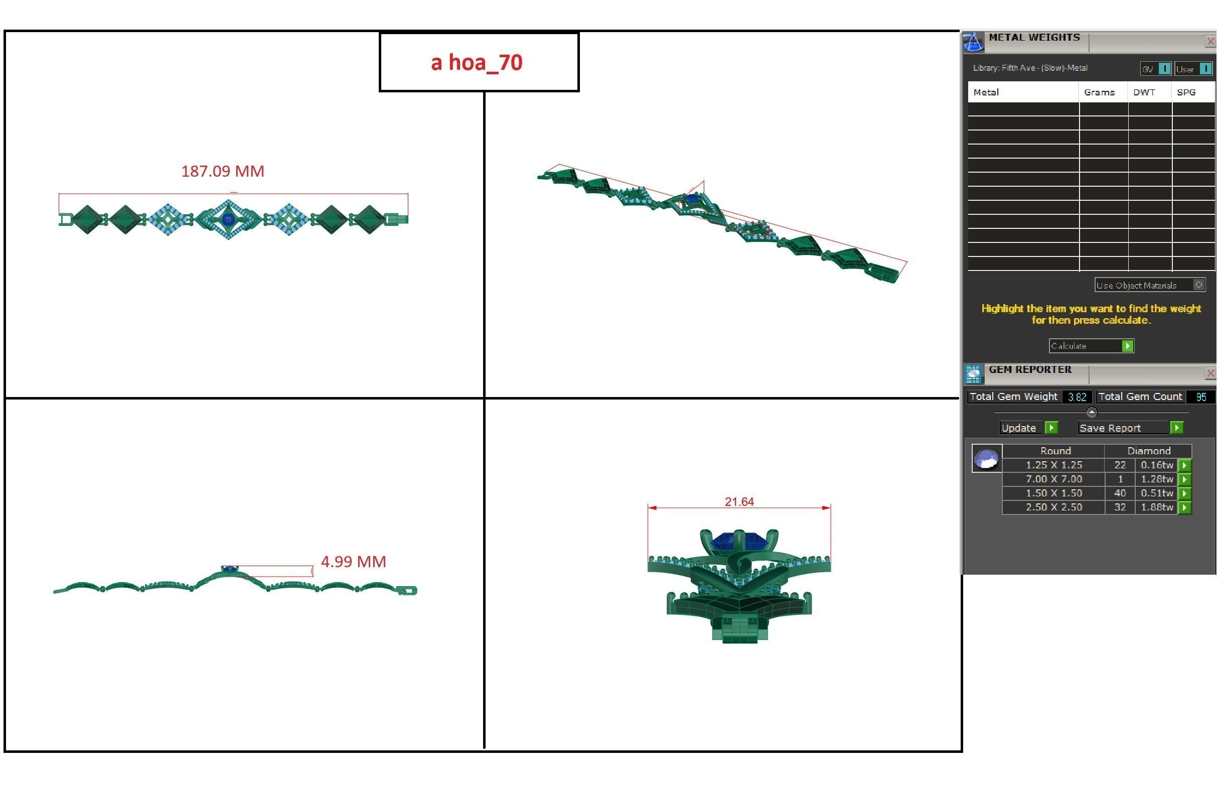 Diamond Bracelet 3D print model   3D print model_9