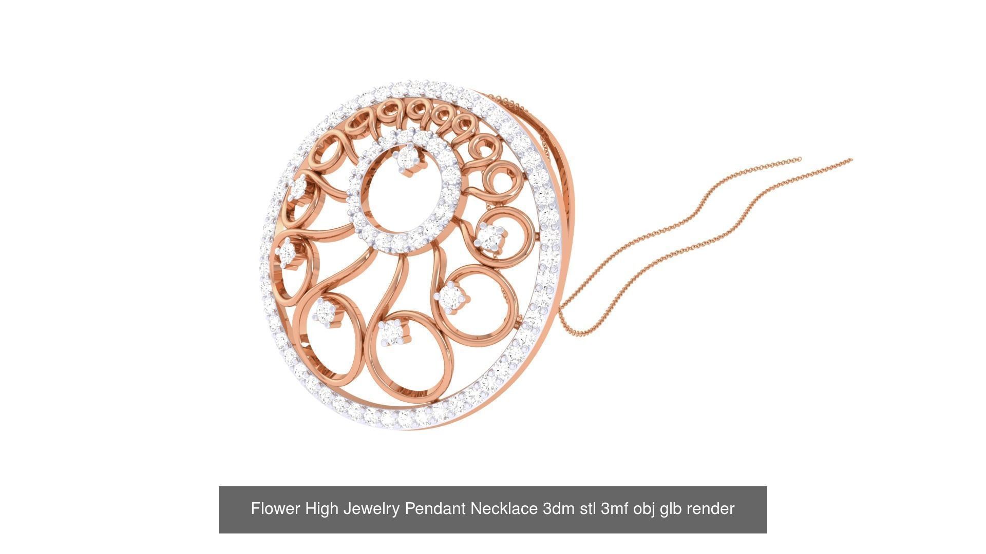 23 Flower High Jewelry Pendant Necklace 3dm stl 3mf obj glb  3D Model Collection_14