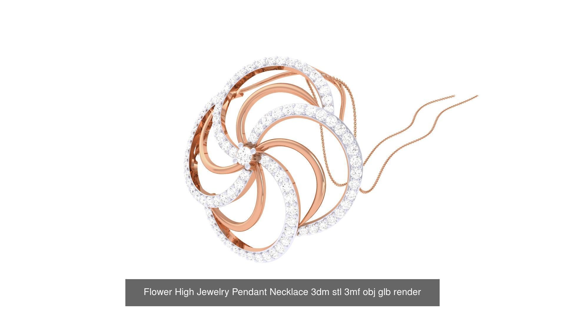 23 Flower High Jewelry Pendant Necklace 3dm stl 3mf obj glb  3D Model Collection_21