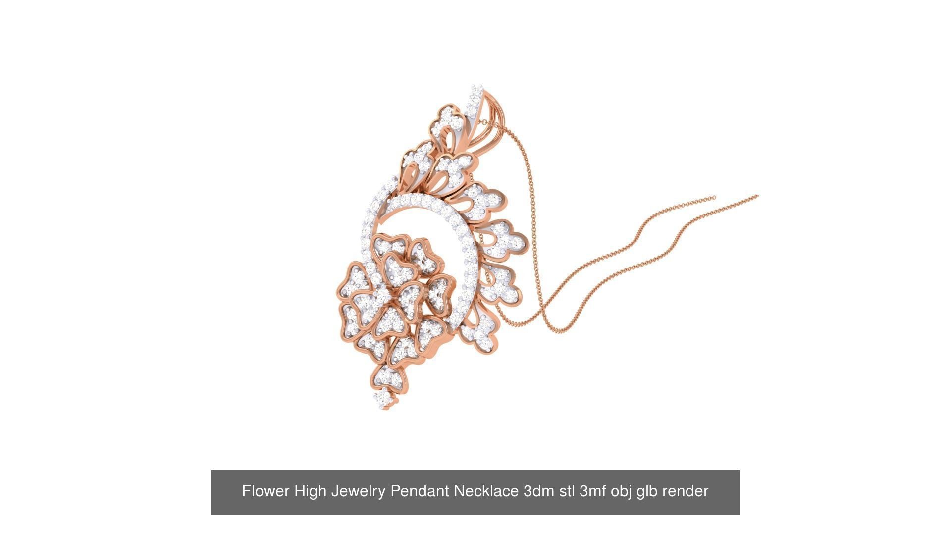 23 Flower High Jewelry Pendant Necklace 3dm stl 3mf obj glb  3D Model Collection_16