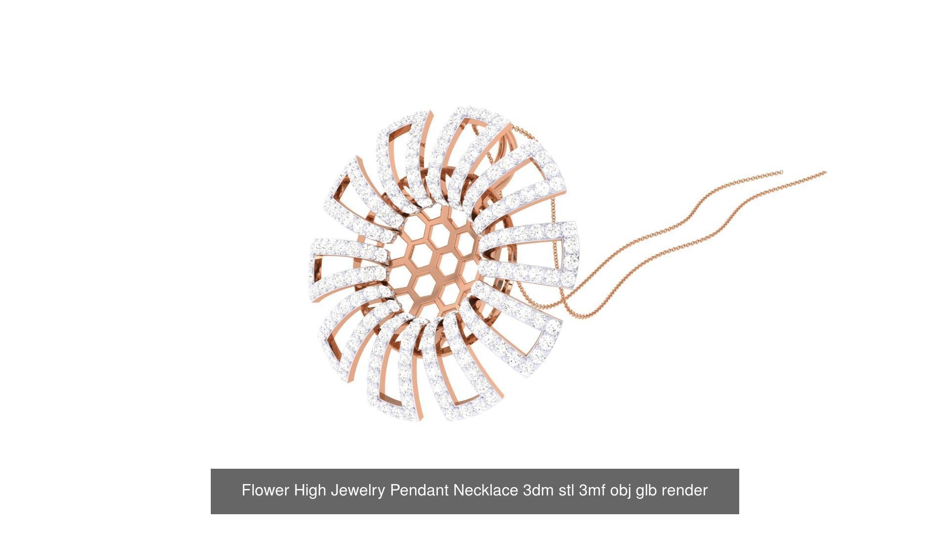 23 Flower High Jewelry Pendant Necklace 3dm stl 3mf obj glb  3D Model Collection_24