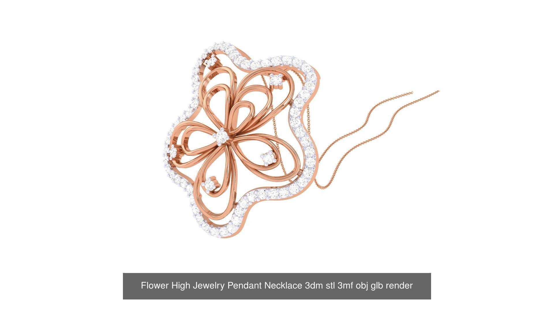 23 Flower High Jewelry Pendant Necklace 3dm stl 3mf obj glb  3D Model Collection_15