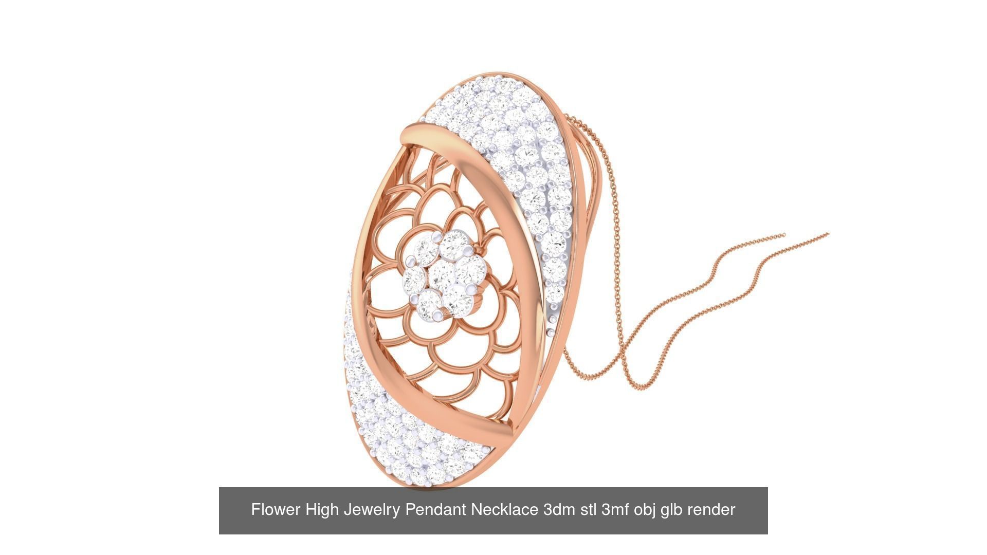 23 Flower High Jewelry Pendant Necklace 3dm stl 3mf obj glb  3D Model Collection_18