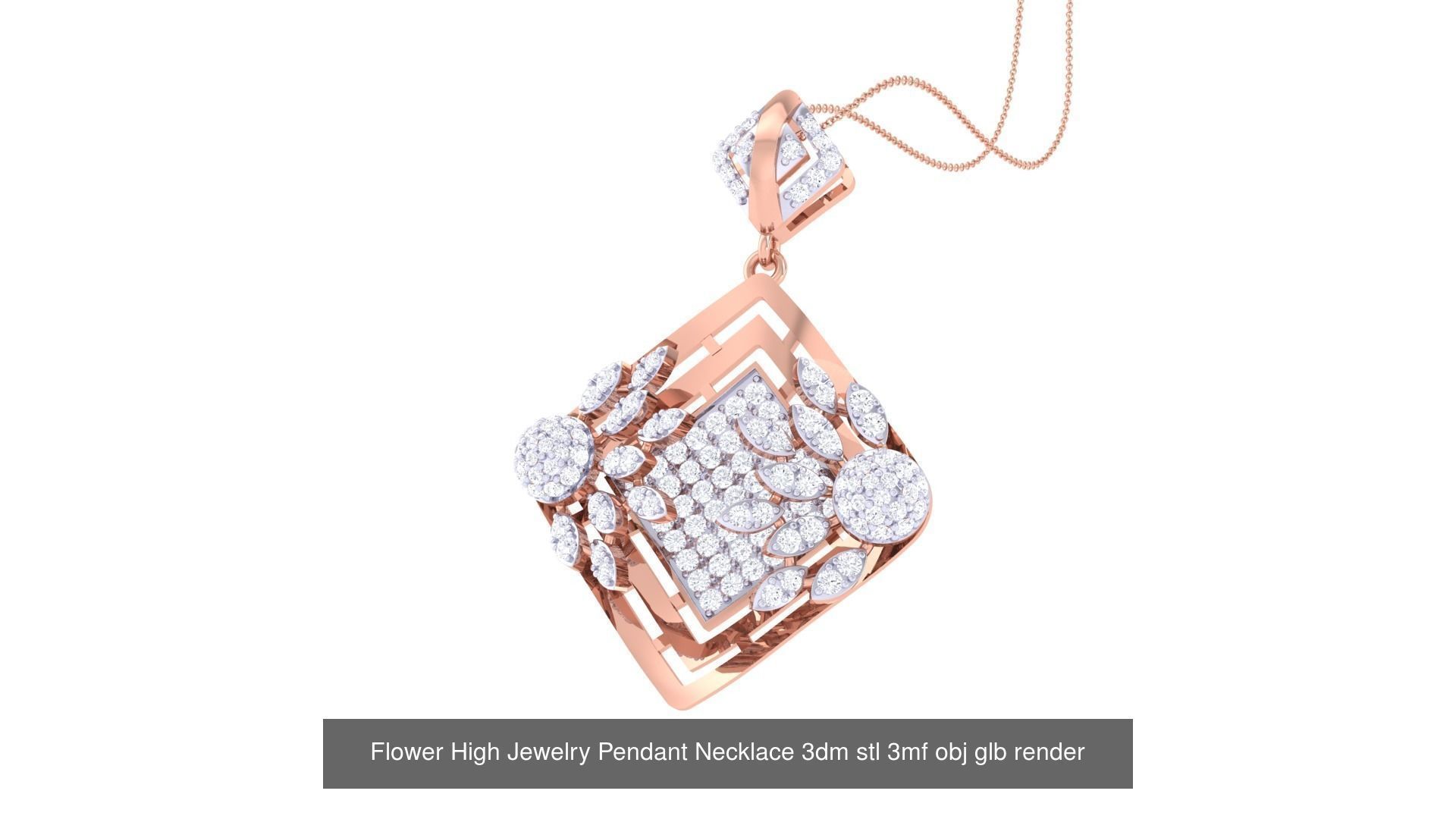 23 Flower High Jewelry Pendant Necklace 3dm stl 3mf obj glb  3D Model Collection_7