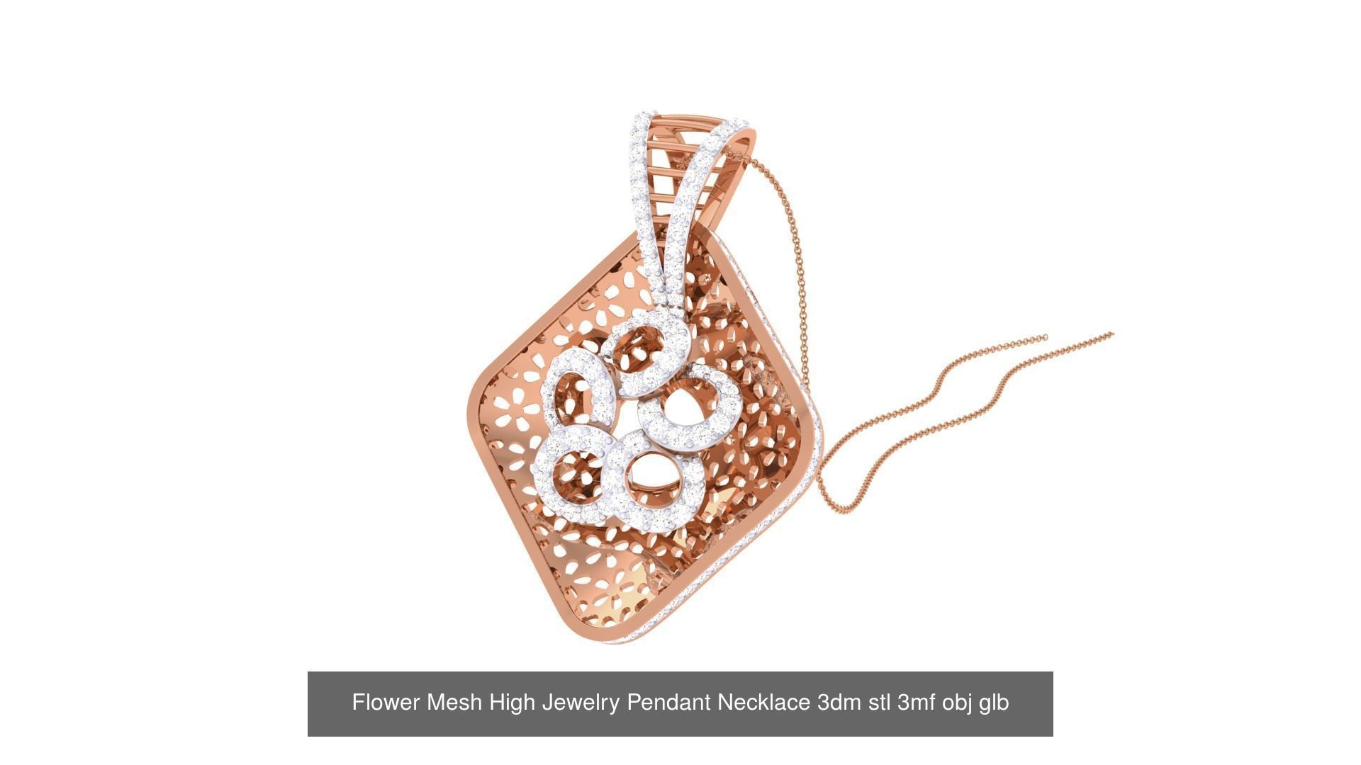 23 Flower High Jewelry Pendant Necklace 3dm stl 3mf obj glb  3D Model Collection_20