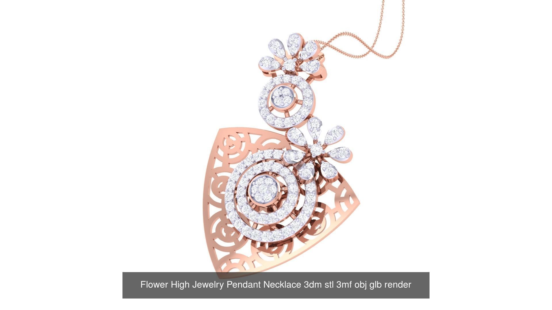 23 Flower High Jewelry Pendant Necklace 3dm stl 3mf obj glb  3D Model Collection_4