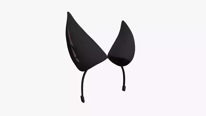 Furry Ears Tiara H01 Black - Headband Character Design Low-poly 3D model