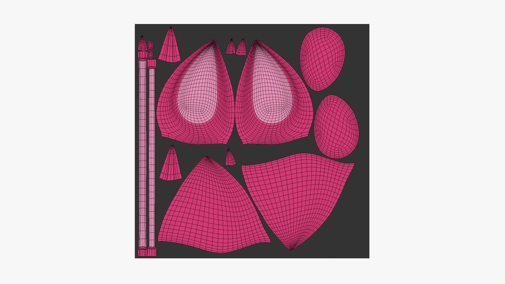 Furry Ears Tiara H02 Pink - Headband Character Design Low-poly 3D model_5