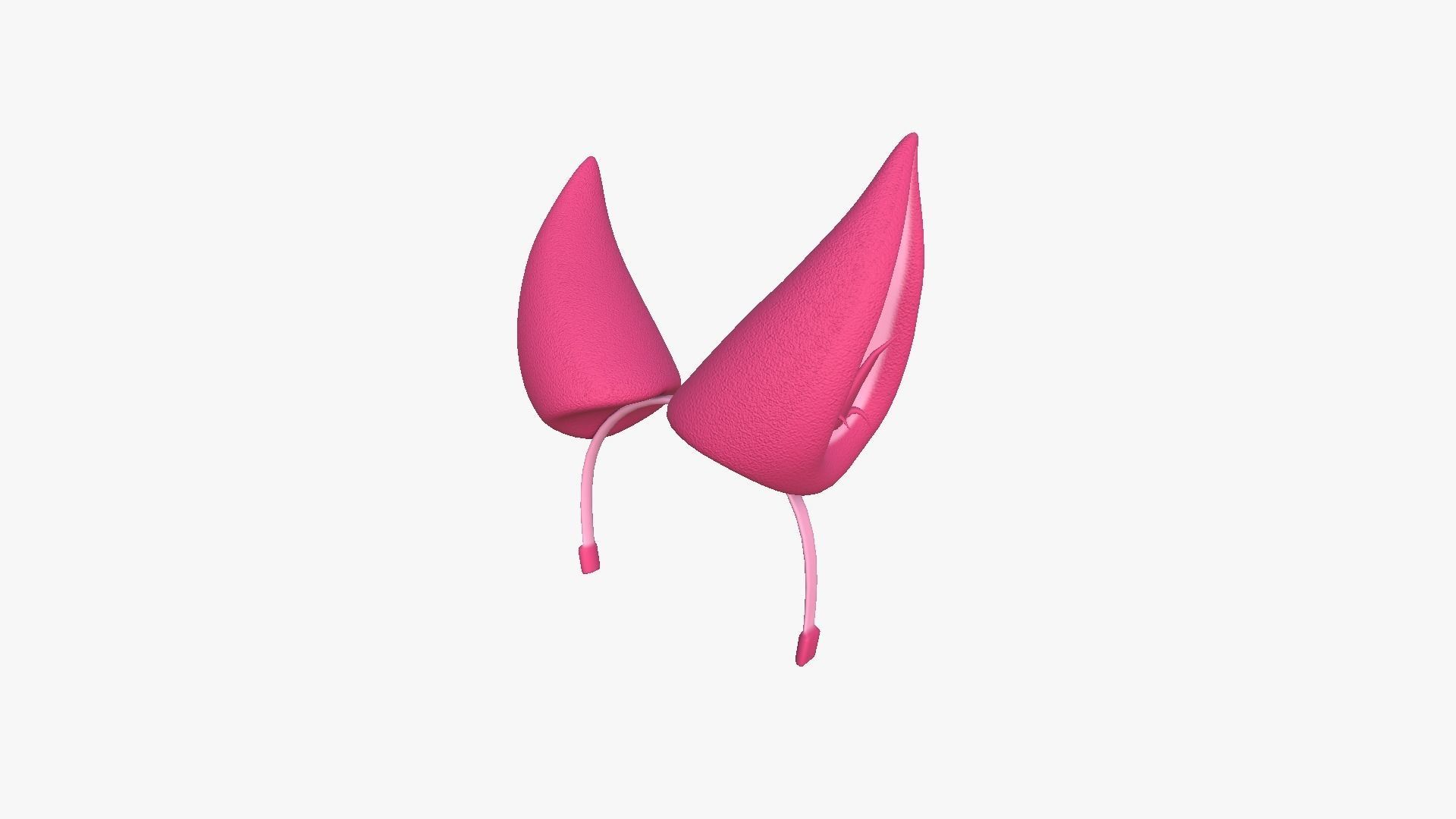 Furry Ears Tiara H02 Pink - Headband Character Design Low-poly 3D model_3