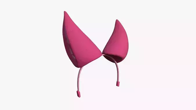 Furry Ears Tiara H02 Pink - Headband Character Design Low-poly 3D model