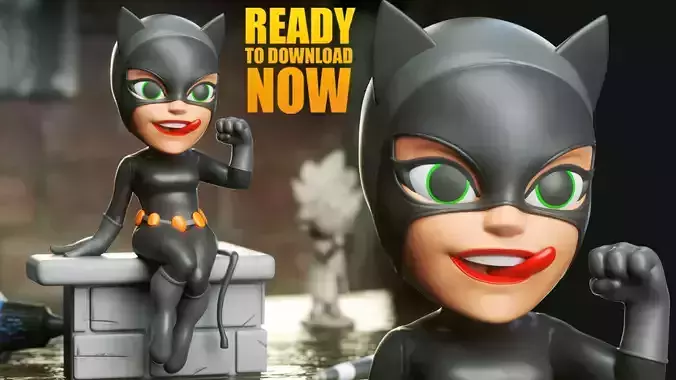 Catwoman Chibi STL for 3D Printing ChibiSTL 3DXM