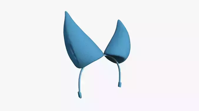 Furry Ears Tiara H03 Blue - Headband Character Design Low-poly 3D model