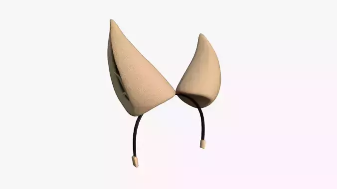 Furry Ears Tiara H04 Beige - Headband Character Design Low-poly 3D model